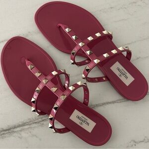 Valentino Garavani Rockstud Pink Jelly Strap Sandals